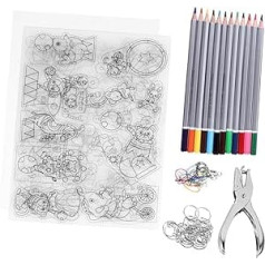 KALLORY 1 Satz Schrumpfschlauch selber machen schlüsselanhänger schlüsselhalter Schrumpfpapier Kit aus schrumpfendem Kunstdruckpapier Schrumpffolie Blatt farbiges Suite Kunstpapier