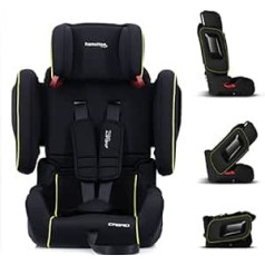 Hamilton by Yoop Convertible Premium Folding Car Seat - Lightweight Car Seat - Group I, II, III Car Seat for 9 Months to 12 Years - Neon Yellow - ISOFIX Snap System - 1st Folding Car Seat in the World