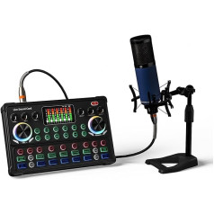 RUBEHOOW Condenser Microphone Kit Streaming Device with DJ Mixer Sound Card for Live, Recording, PC, Karaoke and Game Voice