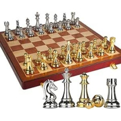 MekUk Chinesisches Schach Zinklegierung International Chess Foldable Schachbrett Set einfach zu tragen Studentenanfänger Kind Intellektuelle Entwicklung