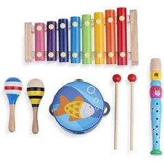 Boxiki Musical Instrument Set for Kids | Rhythm and Music Learning Toys for Kids | Natural Toys with Carry Bag (6 Pieces)