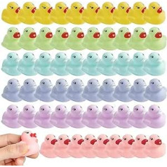 Haooryx iepakojumā 60 Macaron Color Mini gumijas pīles Classic Yellow Swimming Ducks Vannas rotaļlieta Saspiež gumijas vannas pīles bērniem Vannas rotaļlieta Vannas laiks Dzimšanas diena Dāvanu groza pildījums ballīšu dekorācijas