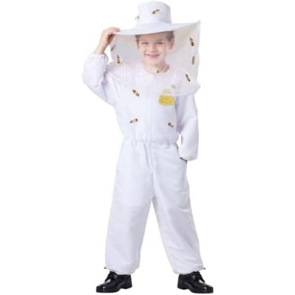 Dress Up America Unisex bērnu biškopības kostīms bērniem - White Beehive Dress Biškopja kostīms bērniem