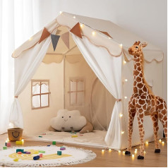 Bērnu iekštelpu telts ar paklājiņu un gaismām, bērnu rotaļu telts, bērnu rotaļu namiņš iekštelpu princese, bērnu istabas dekors besrey bērnu rotaļu nams