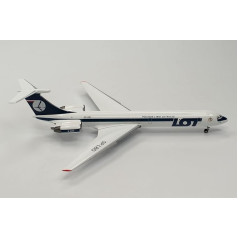 Herpa lidmašīnas modelis Polish Airlines Ilyushin IL-62M SP-LBD Mērogs 1:200 - Lidmašīnas modeļu izgatavošana, Lidmašīnas modelis kolekcionāriem, Miniatūras dekorācijas, Aviators bez statīva izgatavots no metāla, balts, zils