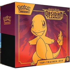 Pokémon — tirdzniecības kāršu spēle: Top Trainer Box Crimson & Purple — Obsidian Flames (9 pastiprināšanas komplekti, 1 hologrāfiska pilnekrāna reklāmas karte un augstākās kvalitātes piederumi)