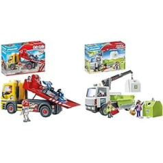 PLAYMOBIL City Life 71429 RC Vehicles vilkšanas serviss un City Action 71431 veca stikla kravas automašīna ar konteineru