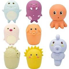 Dhnvcud Pack of 8 Bath Toys for Baby, Bath Toy Baby from 1 Year Bathtub Toy, Squirting Animals, Water Toy, Children's Bathtub Squirting, Bath Toy, Mould-Free