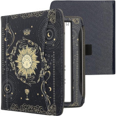 kwmobile Flip Case Compatible with Pocketbook Era - Front Compartment Hand Strap - Tarot Cards Dark Blue Yellow Black