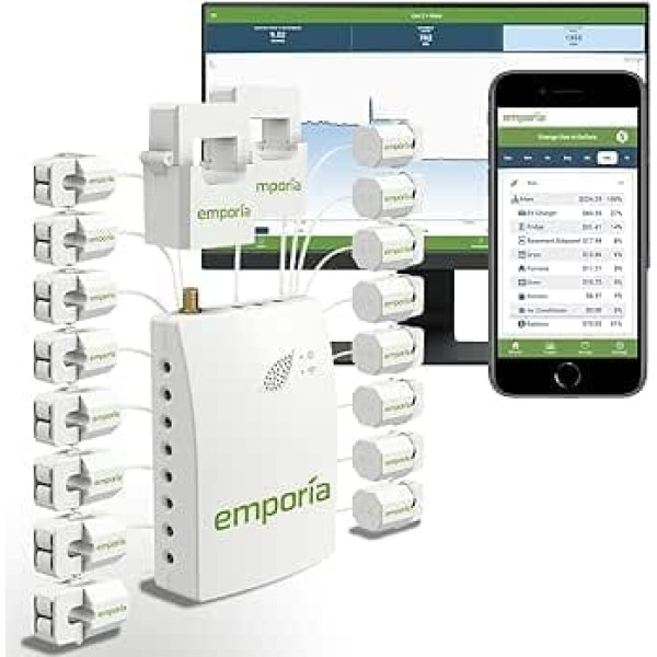 ‎Emporia Energy EMPORIA ENERGY Gen 2 Emporia vue Smart Home Energy Monitor with 16 50a Circuit Level Sensors, Real Time Electricity Monitor/Meter, Solar/Net Metering