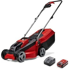 Einhell City ar akumulatoru darbināms zāles pļāvējs GE-CM 18/30 Li Kit Power X-Change (18 V, 30 cm pļaušanas platums, līdz 150 m², bez birstēm, 25 l savākšanas grozs, 30-70 mm pļaušanas augstums, 3,0 Ah akumulators + lādētājs)