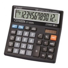 Citizen office calculator ct-555n, 12-digit, 130x129mm, black