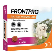 Frontpro tabletes pret blusām un ērcēm suņiem (2-4 kg) - 3x 11,3 mg