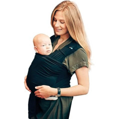 Béaba x Najell Baby Sling Baby Sling Iepriekš piesieta absolūtā komforta āda uz ādas auduma Oeko-Tex sertifikāts no dzimšanas līdz 9 kg melns (L/XL-46/50)