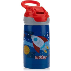 Nuby Sippy Cup nerūsējošā tērauda pudele, spīdīgi zila