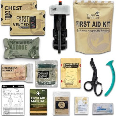 RHINO RESCUE IFAK Trauma Kit, First Responder Trauma Kit, Military First Aid Kit with Tourniquet, Chest Seal, 4 Inch Israeli Bandage, Compressed Gauze (with 11 Pieces)