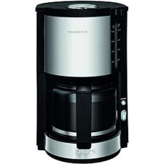 Krups KM321 Proaroma Plus Glass Coffee Maker, 10 Cups, 1100 W, Modern Design, Black with Stainless Steel Applique