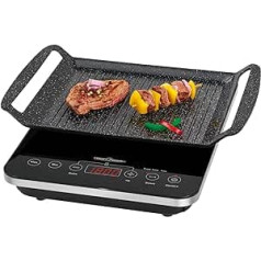 Profi Cook PC-ITG 1130 2-in-1 Induktions-Tischgrill un Einzelkochplatte, Elektronisks sensors Touch-Bedienfeld un LED-Display, Schwarz