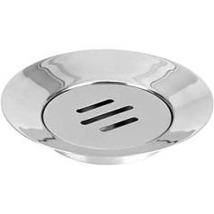 BESPORTBLE Round Soap Dish Stainless Steel Soap Holder Bathroom Shower Double Layer Drain Soap Box (Silver / 12 x 12 cm)