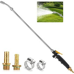 29 Inch Spray Rod, 3/8 Inch & 1/4 Inch Brass Barb Universal Spray Rod Replacement, Stainless Steel Spray Parts with Shut-off Valve & 2 Hose Clamps, Spray Rods for Garden Hose