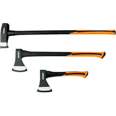 FUXTEC axe set, 3 pieces, hatchet 900 g, axe 1,600 g splitting axe 3,900 g Splitting hammer axe set, splitting hatchet
