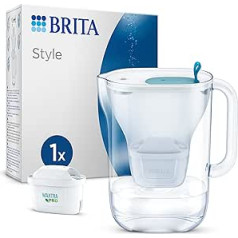 BRITA ūdens filtra krūze, gaiši zila (2,4 litri) ar 1x Maxtra Pro universālo kasetni — jauns — moderna dizaina filtrs ledusskapim, lai samazinātu kaļķakmens, hlora, metālu, piemēram, svina un