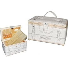 alles-meine.de GmbH 2-Piece Sewing Basket XL Large - Bag White/Beige with Insert - Fabric Sewing Box Sewing Box Colourful Handmade Basket