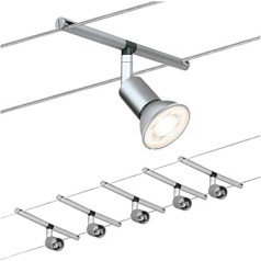 Paulmann 94145 Seilsystem Sice Salt Set erweiterbar max.5x10W Chrom matt Seilleuchte Hängeleuchte Drahtseilsystem ohne Leuchtmittel, 500 x 160 x 11,5 cm