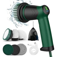 Electric Cleaning Brush, Power Cleaning Brush with 7 Interchangeable Cleaning Heads, Spin Scrubber 2 Speeds, Scrubber for Bath, Tile Floor and Car, LED Display