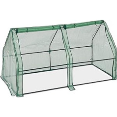 Relaxdays Film Cold Frame H x W x D: 90 x 180 x 90 cm, 2 Doors, Pointed Roof, Cold Frame & Cultivation, Greenhouse, PE Film, Green