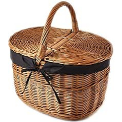 MyBer® K12-027-SS Picnic Basket Shopping Basket with 2 Lids Wicker Woven Brown