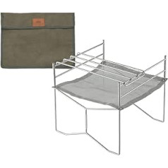 Campingmoon SOLO-202 pārnēsājama sieta ugunskura bedre ar grila režģi 12,2"L x 12,2"W x 11,8"H soma