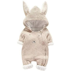 DondPO Baby Romper, Warm Unisex Long Sleeve Knitted Jumpsuit, Bodysuits, Cotton, Winter with Hood, Walkoverall, One-Piece Snowsuits with Foot, Newborn, 92 Romper, Winter Jumpsuit