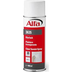 Alfa Clear Laka 1 x 400 ml spīdīga caurspīdīga – laikapstākļiem izturīgs, ātri žūstošs, viegli lietojams, augsta ražība, ražots Vācijā