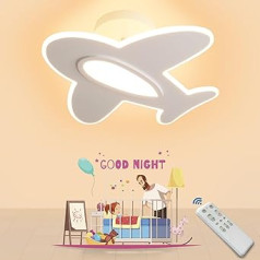 Meloweel Ceiling Light Children's Room 60 cm 48 W Aeroplane Ceiling Light Dimmable with Remote Control 3000 K ~ 6000 K, Modern Children's Room Ceiling Light for Boys, Baby Room Ceiling Light