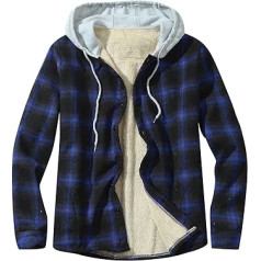 Hemd Slim Fit, Freizeit Lässige Warm Regular Fit Mantel Langarmshirt Baumwolle Slim Fit Langarm Casual Hoodie Hemd Innenfleece Verdicken Plaid Herren Thermoshirt Longsleeve