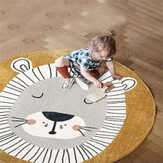 Bērnu rotaļu paklājiņš Lion Super mīksts mākslīgais paklājs, biezs apaļš bērnu rotaļu paklājiņš, mazgājams neslīdošs multfilmu skolas paklājs bērnu rotaļu paklājiņiem (diametrs 120 cm)