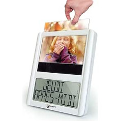 Kalendāra pulkstenis ar pielāgojamu foto rāmi - Geemarc Viso5 ar automātisku laika iestatīšanu - Veciem cilvēkiem - Darbojas ar baterijām - Bez fona apgaismojuma - DE versija
