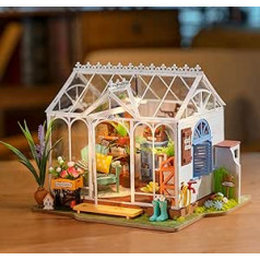 ROWOOD leļļu mājas komplekts Dreaming Garden House, DIY miniatūra istaba ar LED gaismu, 1:20 mēroga rotaļlietu modeļu ēka pieaugušajiem, mājas dekorācija