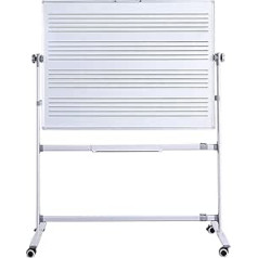 48 x 36 Zoll Großes Rollendes tāfele Mit Musikstab, Doppelseitiges, Wendbares Magnetisches Whiteboard Auf Rädern, Rahmen Und Ständer Aus Alumīnija