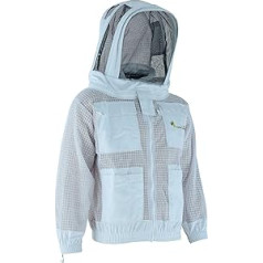 BEEKEEPING XPERT Three-Layer Ultra Ventilated Beekeeping Jacket for Men and Women with Fencing Veil, Professional Puncture-proof Beekeeping Jacket, High-Quality White Polycotton Bee Protection Suit