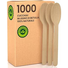 1000 Eco-Friendly Disposable Birch Wood Spoons, 100% Natural, Biodegradable and Compostable, Cutlery for Use and Throwing