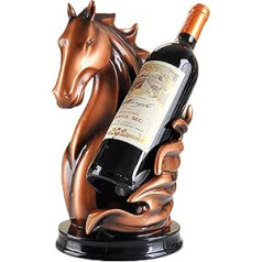 LL-COEUR Horse Wine Bottle Holder Decorative Wine Rack Sculpture Wine Stand Statue Bottle Rack Tabletop Decoration (Red)