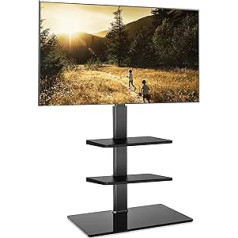 FITUEYES TV Ständer TV Bodenständer 3 Ablagen Standfuß Fernsehstand mit Regal höhenverstellbar schwenkbar für 32 bis 60 Zoll Flach & Curved Fernseher bis zu 30kg Max.VESA 600 * 400