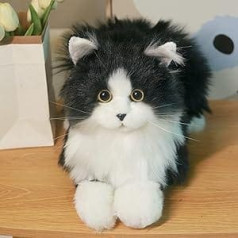 Chongker Weighted Cuddly Toy Black and White Tuxedo Cat Plush, 2 kg Cuddly Toy, Lifelike Weighted Cat Plush