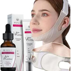 Double Chin Reducer Saggy Neck Firming Anti Aging Wrinkles Samazina Face Lifting Slim korejiešu ādas kopšanas rutīnas komplekts Vela Contour (serums + krēms + josta)