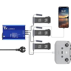 LYONGTECH 5 vienā akumulatoru lādētājs DJI Mavic 3 Classic, Mavic 3 Drone, vienlaikus lādē 3 akumulatorus un 2 USB portus, paralēlās akumulatora uzlādes stacijas centrmezgla piederumi