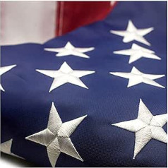 Amerikas karogs 3 x 5 pēdas, izšūtas zvaigznes, sašūtas svītras, misiņa rievas ASV karogi — izturīga Oksforda, kas paredzēta lietošanai ārpus telpām