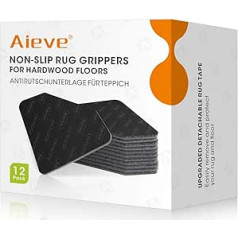 AIEVE Carpet Grippers, 12 Pairs Non-Slip Carpet Grippers for Hardwood Floors and Tiles, Velcro Rug Pads for Carpet