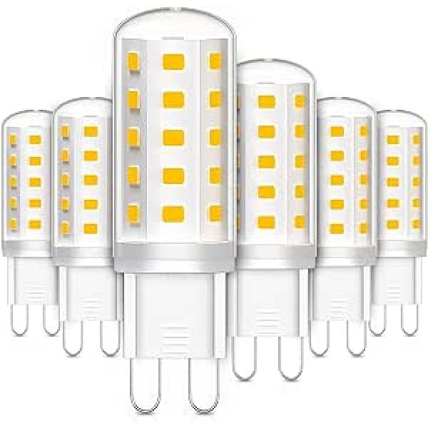 LEDYA G9 LED spuldze silti balta 3000 K, 3 W 380 lūmenu G9 spuldzes nomaiņa 30 W halogēna spuldze, G9 LED spuldze nemirgo, enerģijas taupīšanas G9 spuldze, nav regulējama, nemirgo, komplektā 6